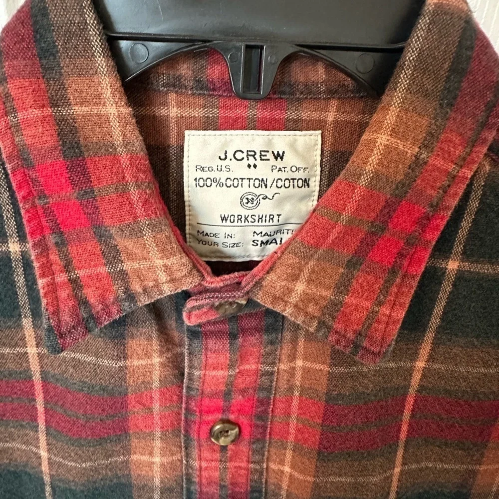 J. Crew Red and Black Casual Button Down Shirt